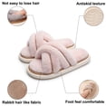 thumbnail image 3 of Zapatillas de mujer con banda cruzada, suaves y peludas, de felpa, cálidas, acogedoras, con puntera abierta, esponjosas, para el hogar, cómodas, para invierno, interiores y exteriores, transpirables, 3 of 5