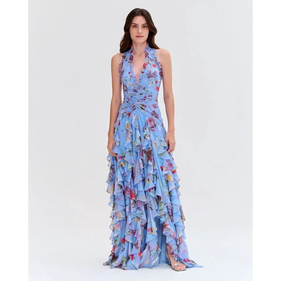 Flowing Floral Ruffled Maxi Dress