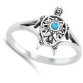 thumbnail image 4 of CHOOSE YOUR COLOR Blue Simulated Opal Wholesale Bali Turtle Ring .925 Sterling Silver Band CZ Female Size 7, 4 of 4