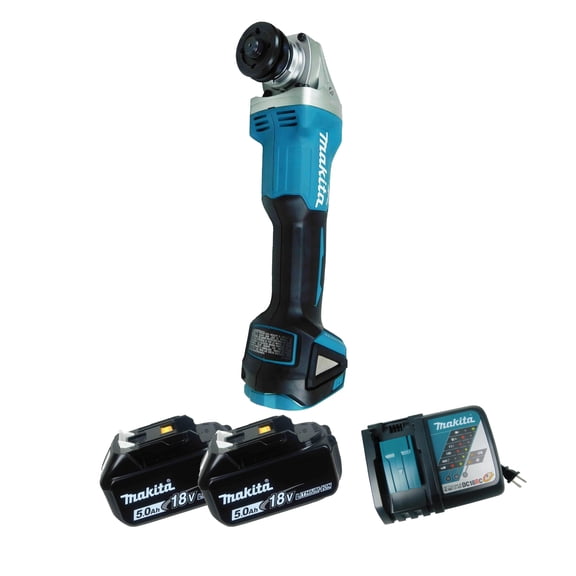 Makita XAG04Z 18V Cordless 4‑1/2"/5" Angle Grinder w (2) 5Ah Batteries & Charger