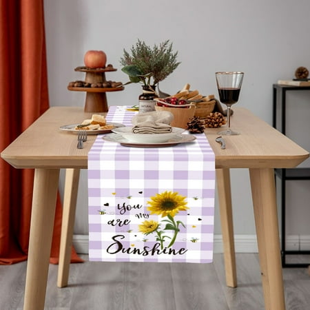 

Popular Pick! Zjfmsh 1X Table Runnerbee Festival Long Cotton Dirt Decorative Tablecloth Plaid Sunflower Table Flag Cotton And Linen