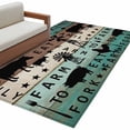 thumbnail image 2 of 3x5 Washable Area Rug, Chicken Cow Pig Non-Slip Rectangle Rug for Living Room Bedroom, Farmhouse Animal Windmills Teal Wood Grain Indoor Low Pile Floor Mat for Home Decor, 2 of 9