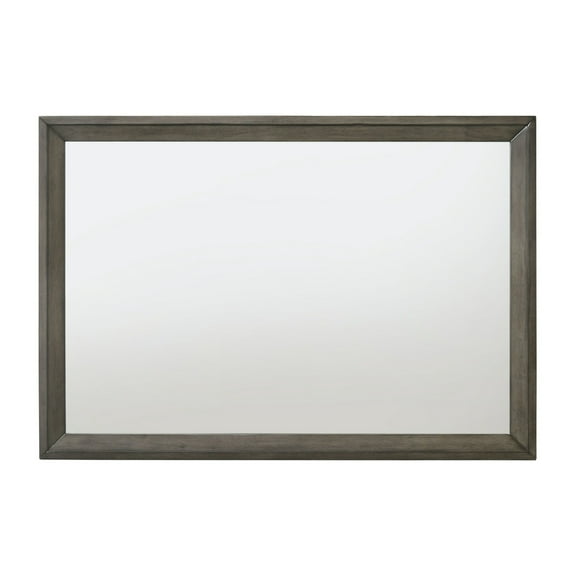 Rectangular Wooden Frame Mirror with Mounting Hardware Gray and Silver - Saltoro Sherpi