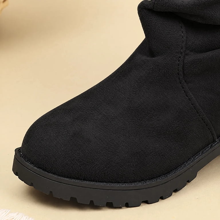 Slouphy FAHXNVB Girls Knee High Boots Slouchy Buckle Chunky Heel Tall Riding ...