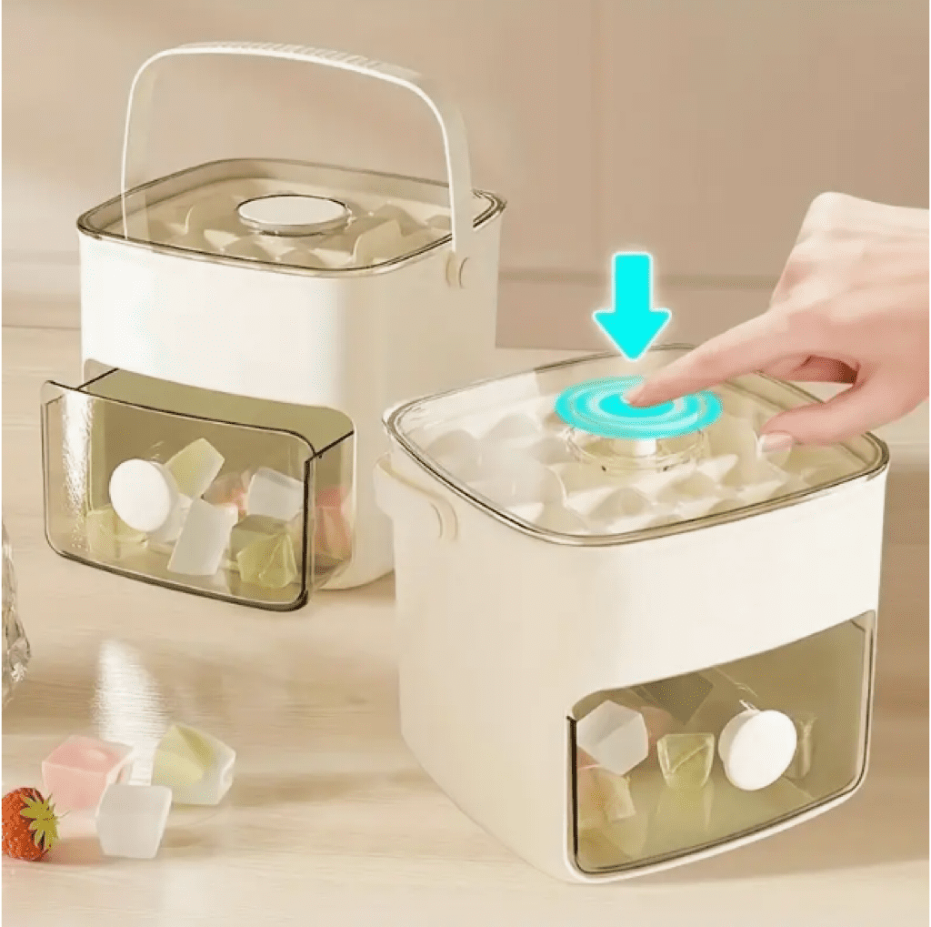 48-Cube Ice Maker - Portable  Double Layer  Easy-Press Lid | Silicone Tray  PET Material  1-10L Capacity  No Electricity Needed