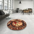 thumbnail image 3 of Ahgly Company Indoor Square Traditional Saffron Red Persian Area Rugs, 5' Square, 3 of 6