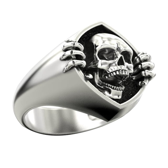 Gupgi Vintage Adult Skull Finger Ring Man Metal Alloy Punk Rings Stage Jewelry
