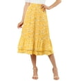 thumbnail image 5 of MODA NOVA Juniors Printed Elastic High Waist Ruffled Hem Zipper Midi Skirt, 5 of 6