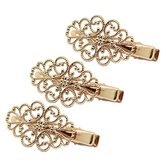 3PCS Vintage Brass Hair Clips Set Hollow Retro Barrettes for Women and Girls Stylish Hair Accessories