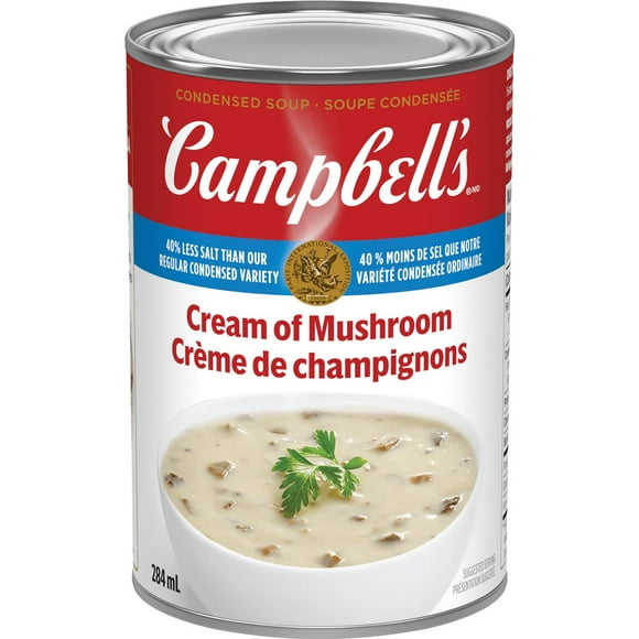 Campbell's® Condensed 40% Less Salt Cream of Mushroom Soup, Shelf Stable, 284 mL