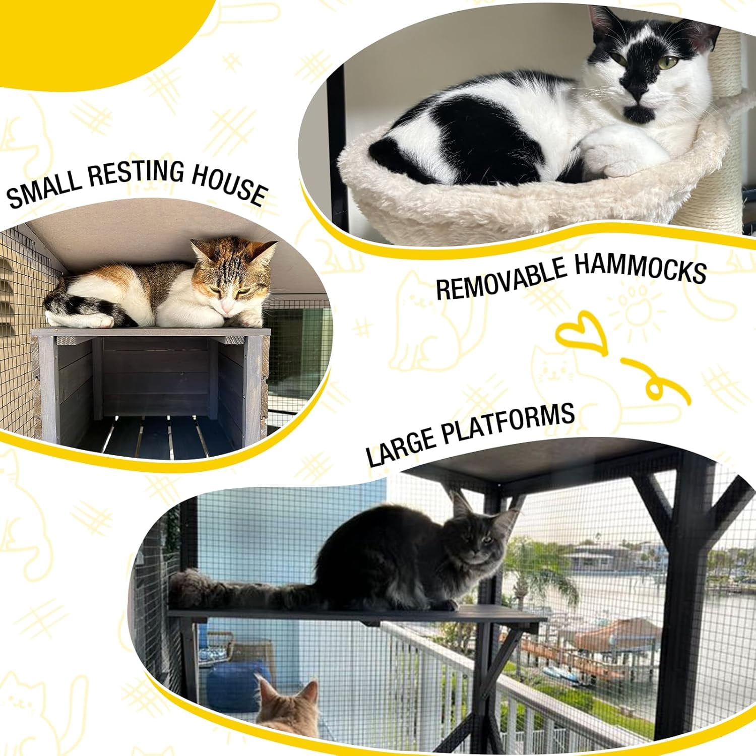 Aivituvin Catio Outdoor Cat House for Catis Mobile Enclosures on Wheels Large Cat Cage with Waterproof Cover,Resting House,62.8