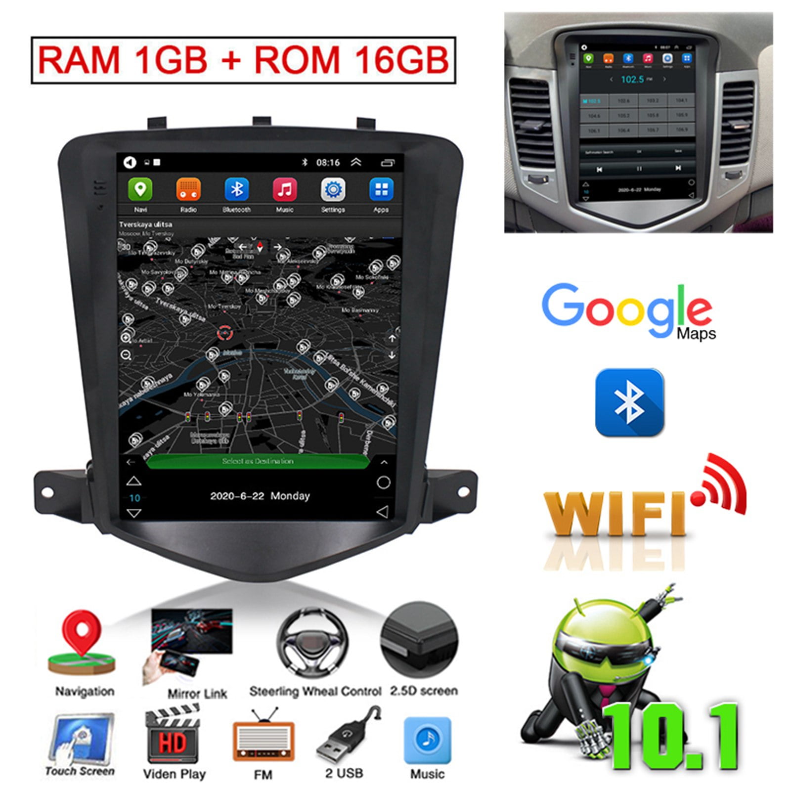 For Chevrolet Cruze 2009-2014 Stereo Radio 9.7'' Android 10.1 GPS Navi w/ Canbus