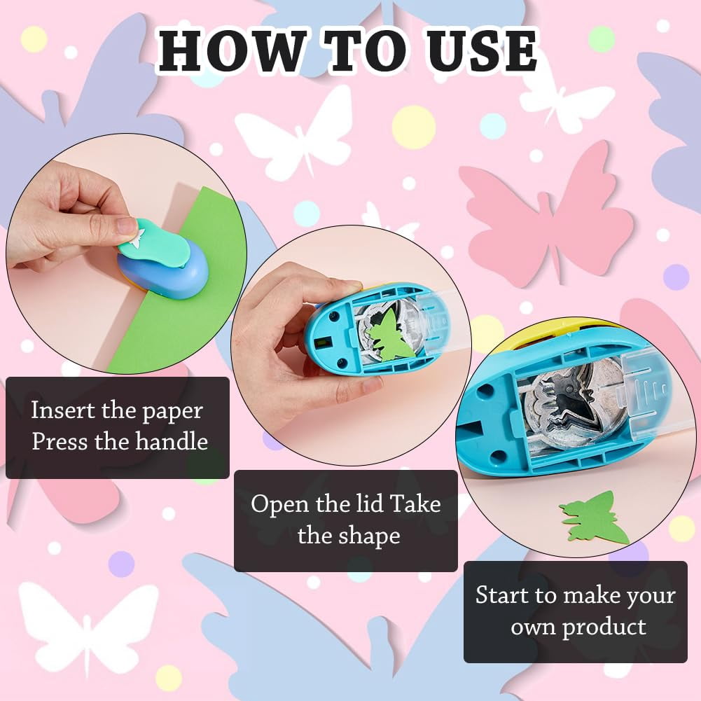 4Pcs 4 Styles Butterfly Shape Craft Punch Single Crafting Scrapbook Punches Plastic Alloy Craft Punch Paper Shaper Scrapbooking Paper Crafts DIY Making Cards Scrapbooking Decorations