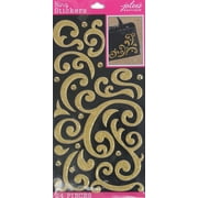 Jolee's Boutique Gold Solid Puffy Flourish & Gems Vinyl Stickers, 24-Pieces