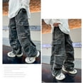thumbnail image 5 of Denim Jeans for Boys Unisex 8-9 Years Y2k Cargo Baggy Jeans with Packets Tactical Pants Straight Pants Outdoor Pants Kids Casual Pants Loose Sweatpants Trousers Fashion Y2k Pants (Camouflage), 5 of 6
