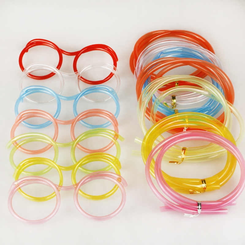 WAGYX Novelty Soft Plastic Straw Glass, Silly Straw Glasses