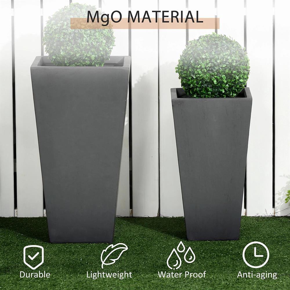 Resenkos Plant Pots, Flower Pots, Garden Planters,2-Pack Outdoor Planter Set, Flower Pots with Drainage Holes, Durable & Stackable Plant Pot,Gray