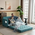 thumbnail image 2 of VINGLI Thick Upholstery Backrest Armchair 2 In 1 Foldable Convertible Sofa, Teal Blue, 2 of 18