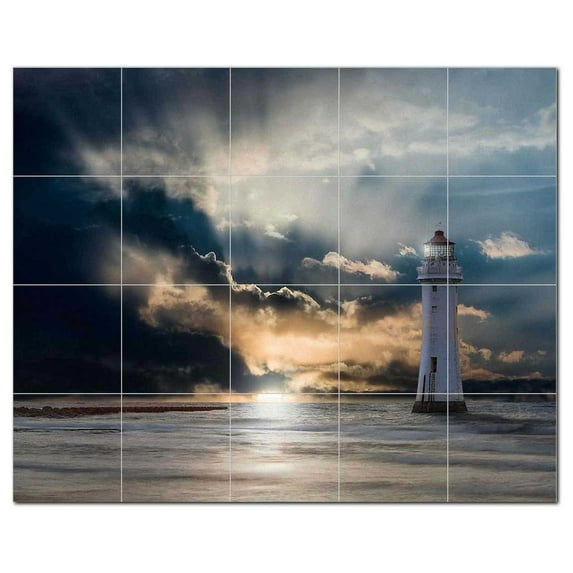Lighthouse Ceramic Tile Mural Kitchen Backsplash Bathroom Shower, 400822-XL54