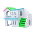 thumbnail image 3 of Casa de madera para hámster, juguetes para hacer ejercicio, hábitat adorable, área de anidación, cabaña de dos capas de colores, 3 of 9