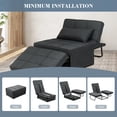 thumbnail image 3 of Ainfox 4-in-1 Convertible Ottoman Lounge Sofa Bed, Adjustable Folding Guest Sleeper Couch, 71"L×34"W, Dark Gray, 3 of 8
