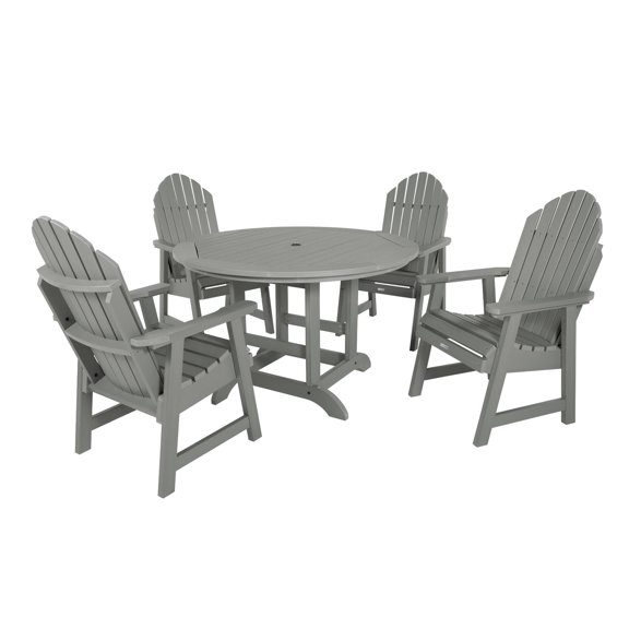 highwood Hamilton 5-piece Outdoor Dining Set - 48" Round Table, Dining-height Coastal Teak