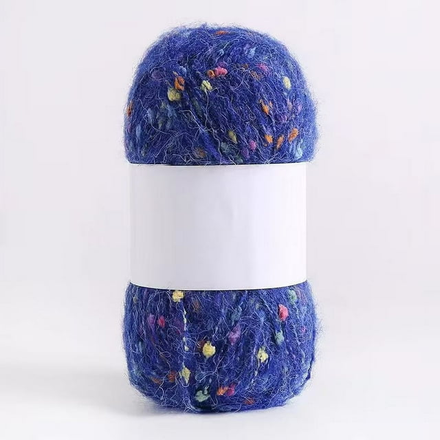 Nvzi Rollo de 50 g de hilos de mohair con puntos de colores, hilo suave para tejer a mano, crochet, para bufandas, chales y manualidades, color azul real