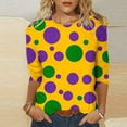 thumbnail image 2 of PMUYBHF T-Shirt Mode Décontracté Col Rond Carnaval Imprimé 3D Manches Sept Quarts pour Femmes 2607 m, 2 of 5