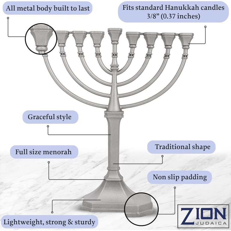 Zion Judaica Traditional Grace Menorah with Chanukah Accessories photo 3