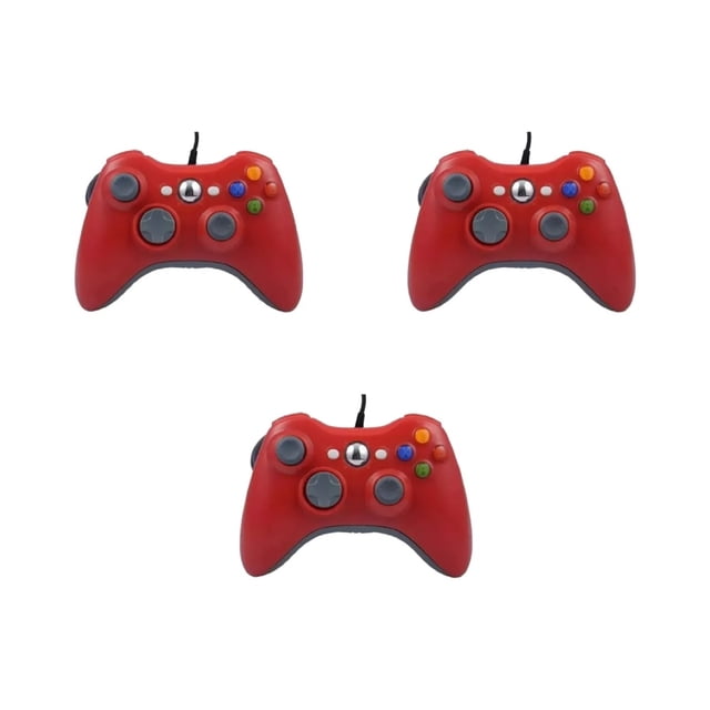 3x Controles Usb Alambrico Compatible Para Xbox 360 Fat Slim Rojo