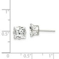 thumbnail image 2 of White Sterling Silver Earring Stud Women'S Cubic Zirconia CZ Square Clear 7 mm, 2 of 2