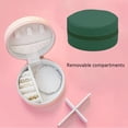 thumbnail image 2 of Small Travel Jewelry Case, Round Mini Travel Jewelry Box for Women Girls, New Year Gift (Blackish green), 2 of 5