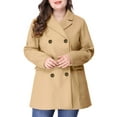 thumbnail image 2 of Unique Bargains Women's Plus Peacoat Notched Lapel Double Breasted Mid Length Overcoat, 2 of 6