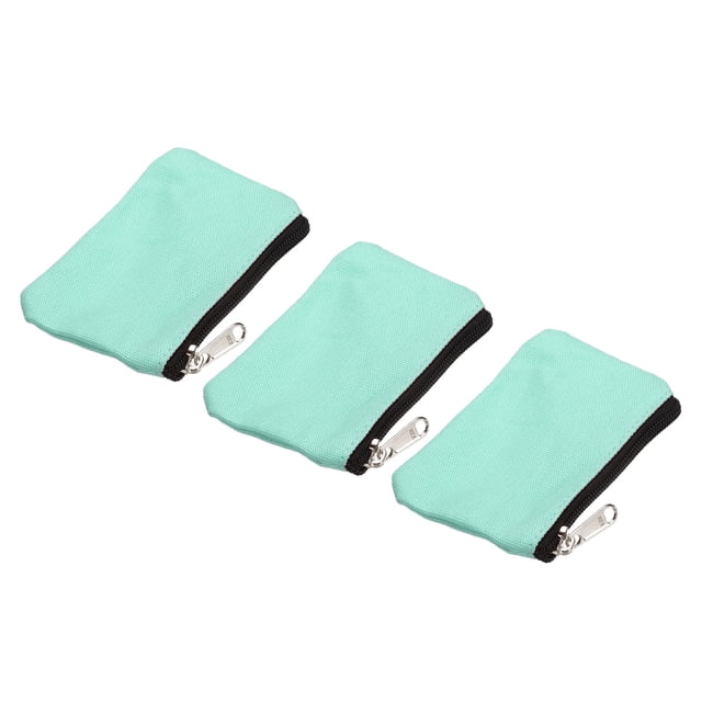 Uxcell Monedero Bolsa de Cambio Pequeñas Bolsas Organizadoras 3.15" x 5.12", Verde Claro 3Pcs