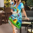 thumbnail image 2 of Lsque Mario Print Women's Casual Dress T-Shirt Summer Short Sleeve Scoop Neck Swing Dresses, 2 of 7