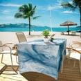 thumbnail image 6 of Xoenoiee Outdoor Tablecloth for 6FT Folding Tables Rectangular Table Cover Protector Washable Polyester Stretch Kitchen Tablecloth Table Skirt, 72L x 30W x 30H Inch, Blue White Marble, 6 of 7