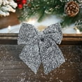 thumbnail image 4 of HomeDM Glitter Christmas Bow Ornaments for Christmas Tree Decorations 7.87" X 9.84" Silver Shiny Wreath Bows Pendant for Tree Topper Garland Wedding Fireplace Party Home Decor, 4 of 6