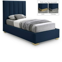 Meridian Furniture Pierce Navy Linen Textured Fabric Twin Bed