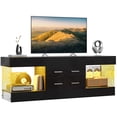 thumbnail image 3 of Bestier Black TV Stand for TVs up to 65", Modern High Gloss Entertainment Center for TVs with LED Light, TV Console Table with 2 Storage Drawers, 3 of 10