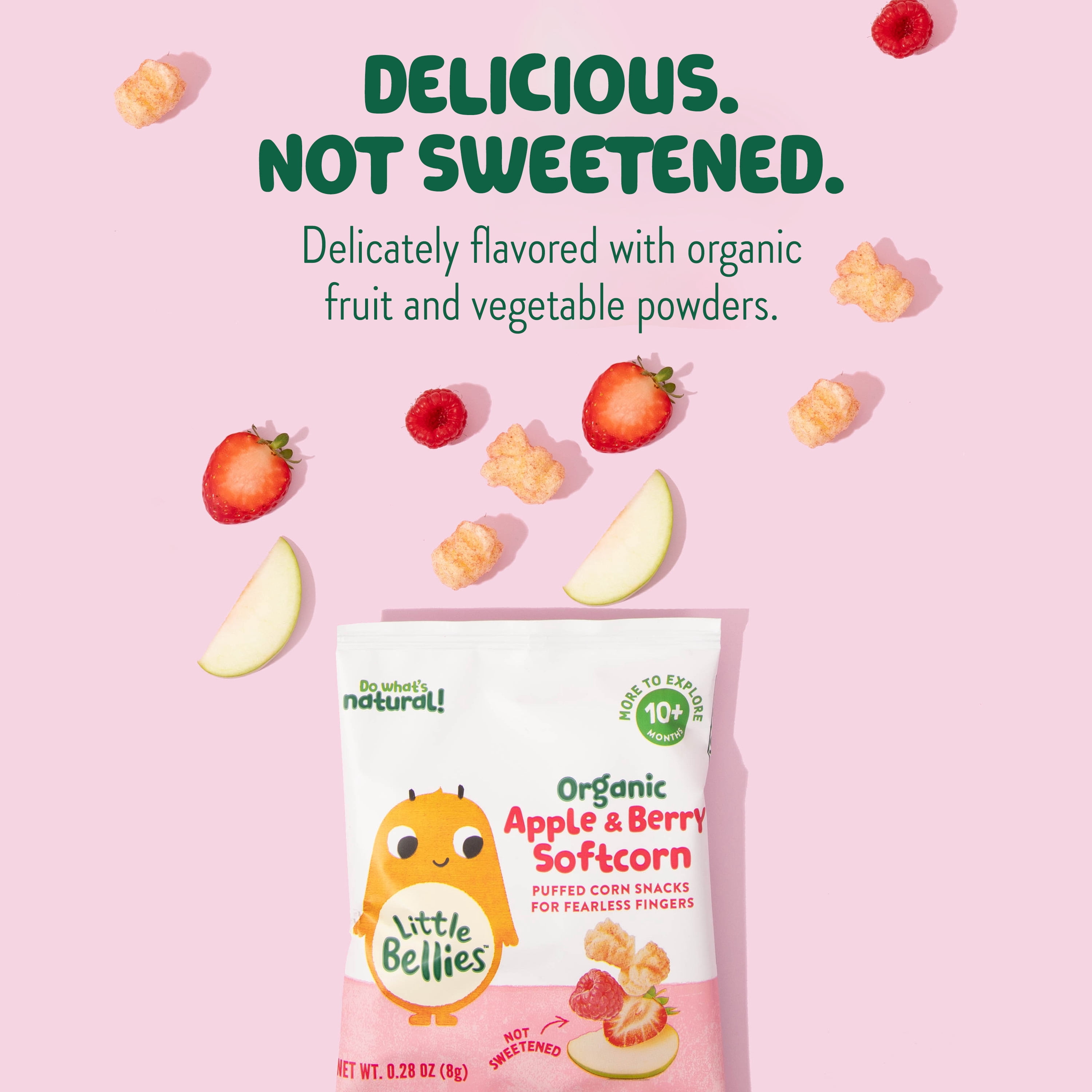 (12 pack) Little Bellies Baby Bellies Organic Apple & Berry Softcorn Snack, 0.28 oz Bag