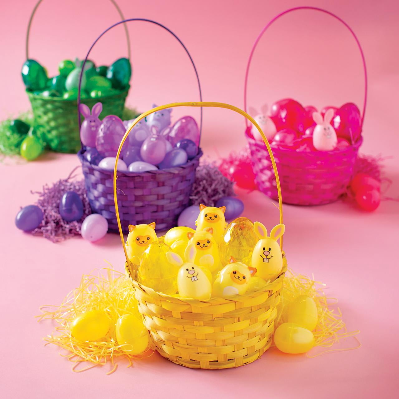 Fun Express Handles Bamboo Storage Baskets Multicolor Easter (12 Pack)