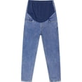 thumbnail image 4 of Hilenly Maternity Jeans Over Belly Stretch Comfy Loose Pregnancy Denim Pants Straight Leg Jean Pants with Pockets Maternity Pants for Work, 4 of 5