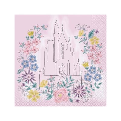 1/2" Floral Disney Princess Castle Party Disposable Paper Luncheon Napkins – 16 Count.