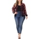 thumbnail image 2 of Chaqueta bomber de encaje floral transparente de manga larga para mujer de tallas grandes Agnes Orinda 2X Burdeos, 2 of 6