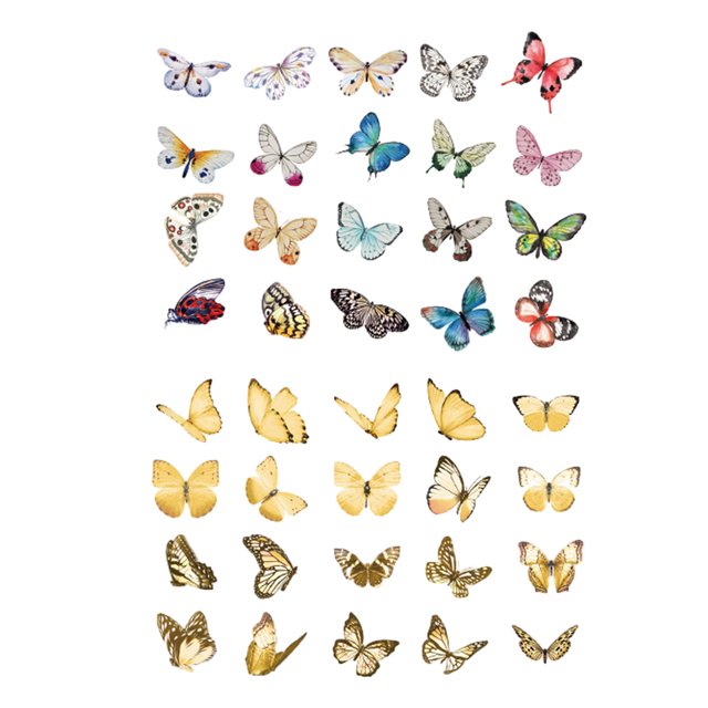 Una variedad de pegatinas impermeables del programa de letras transparentes de la serie Butterfly, recortes para portátiles y equipaje de monopatín