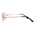 thumbnail image 4 of Rimless Oval Sunglasses Gold Frame Pink Beveled Lens Unisex UV 400, 4 of 4
