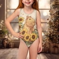 thumbnail image 3 of Yuyamidu Girls One Piece Swimsuits Capybara Sunflower Full Coverage Swimsuit Cross Back Summer Swimwear Quick Dry Bathing Suit Beach Wear, 3 of 6