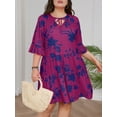 thumbnail image 3 of QINCAO Womens Plus Size Dress Half Ruffle Sleeve V-Neck Tiered Flowy Babydoll Dress 1X-5X, 3 of 6