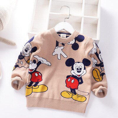 Suéter de algodón para niño, suéter para niños, camisa de punto, suéter de cuello redondo para niño, suéter de dibujos animados de nuevo estilo de doble capa 5T(120) Gao Jinjia LED