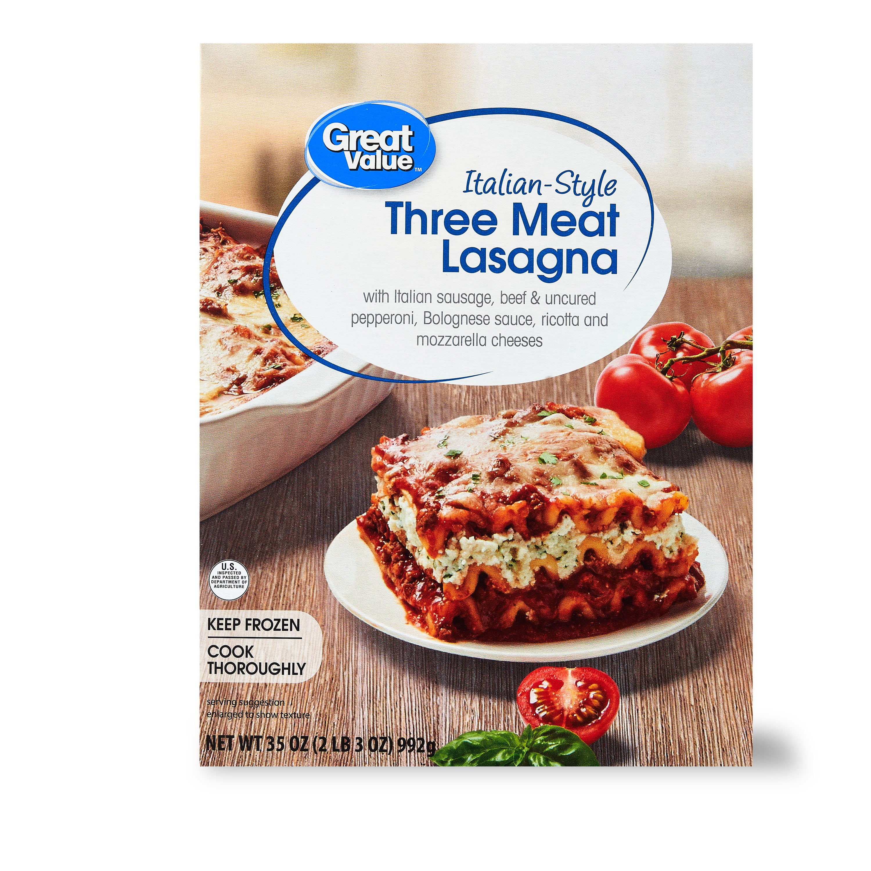 Great Value Italian-Style Three Meat Lasagna, 35 oz